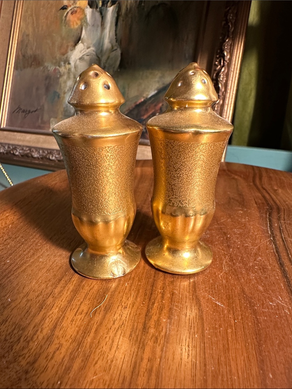 VINTAGE Pickard Salt and Pepper Shakers Gold - Made in Japan